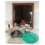 Syracuse China Dinnerware, Glass Lamp, Wood Mirror