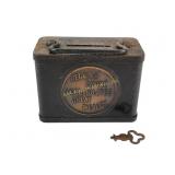 Antique coin bank with key ï¿½regular saving