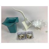 Southern Living Vase, Ceramic Sculpture, Glass Bow