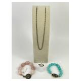 .925 Sterling Silver polished stone bracelet,