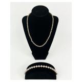 Pearl Like Necklace with GSILVER marked clasp, pi