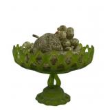 Westmoreland Green Satin Glass Lace Edged Pedestal