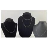 .925 Sterling Silver Chains, 3 Pieces