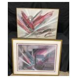 2 framed abstract art pieces