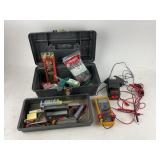 Toolbox with Tools, Fluke Multimeter, Charger