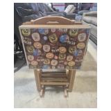 Wood TV Tray Set Featuring Mickey Mouse & Donald