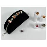 .925 Sterling Silver Marked rings: pink stone 2.5g