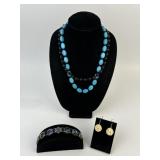 900 marked bracelet 16.16g TW, beaded necklace