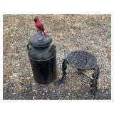 Garden Decor: milk jug, cardinal, Wrought iron