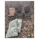 3 outdoor rocker chairs, 2 pads