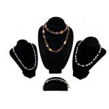 .925 WK Stamped clasp polished stone necklace,