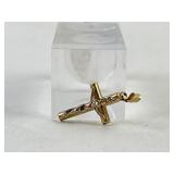 14k Marked Cross Pendant .48g TW