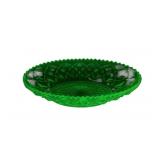 Uranium Glass Oval Dish, Green Patterned Design