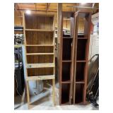 3 wood shelving units