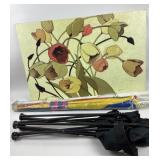 Novak Floral Painting, Beach Umbrella, Chair