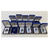 (11) Genuine Pewter JRF Bird of month necklaces: