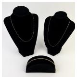 (2) JJT Italy .925 Sterling Silver gold tone chain