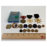 US Military Medals, buttons and VFW pins