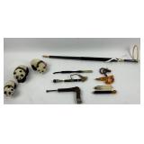 Cane Tops, Asian-Themed Umbrella, Panda Figures