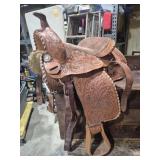 Leather Western Horse Saddle With Intricate