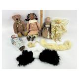 Genie Teddy Bear, Bisque Dolls, Fur Collar