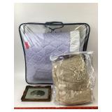 Lavender King Size Comforter, Lace Bedspread, Card