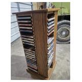 Oak Swivel DVD Display Case With DVDs (16 in. X