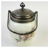 Glass Biscuit Jar With Metal Handle & Lid