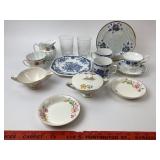 Lusterware Plate, Royal Albert Teacup, Glasses +