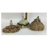 Porcelain Half Dolls With Fabric Pin Cushions