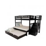Black Bunk Bed With Trundle Bed (3 Beds) With