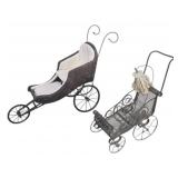 Metal Wire Doll Stroller & Wicker & Metal Doll