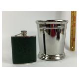 Ceramic Planter, Green Leather Flask