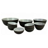 Corning Pyrex Mixing Bowls with Brown Design