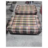 Plaid Footstools Wheeled With Fringe Around