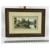 Countryside Cottage And River Print