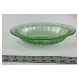 Green Uranium Glass Bowl With Floral Pattern