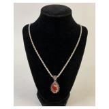 Bixby Sterling, 18k & carnelian pendant necklace.