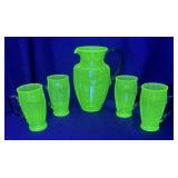 Steuben Pomona Uranium/Vaseline Lemonade Set