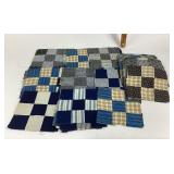 Patchwork Quilt Squares in Blue, Brown, Black