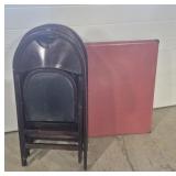 Samsonite Card Table - Red Vinyl Top & 4 Wood