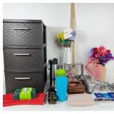 Storage Drawers, Conair Iron, Faux Floral Arrangem