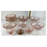 Pink Depression Glass Bowls, Plates, Dishes