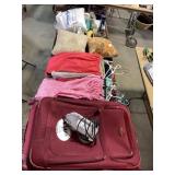 Suitcase, Clothing, Sunbeam Iron, Pillows, Candle