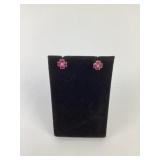 Pair 14k gold, ruby & diamond earrings. Total