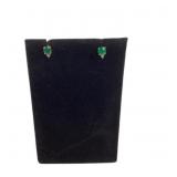 Pair 14k gold, emerald & diamond earrings. Total