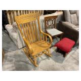 Wood rocking chair, chair with stool