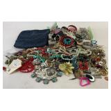 Costume Jewelry: Beaded handbag, Necklaces