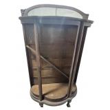 Wood Curio Cabinet, Curved Front, Mirrored Top,