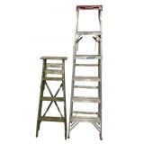 2 ladders- 4 ft wood, 6 ft aluminum